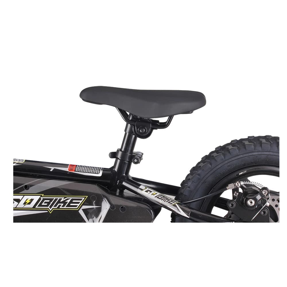 Adjustable padded seat for growing children on the GoBike 12