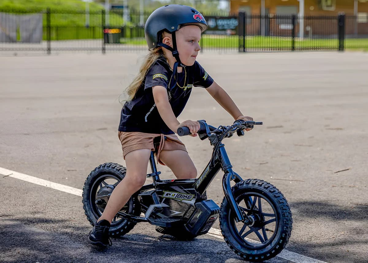 the baby with the GoBike 12 e-bike