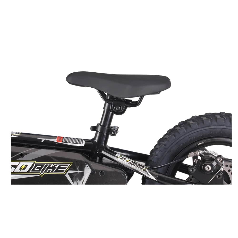 Adjustable padded seat for growing children on the GoBike 12