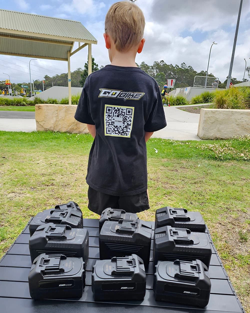 A child GoBike electric balance bikes battery