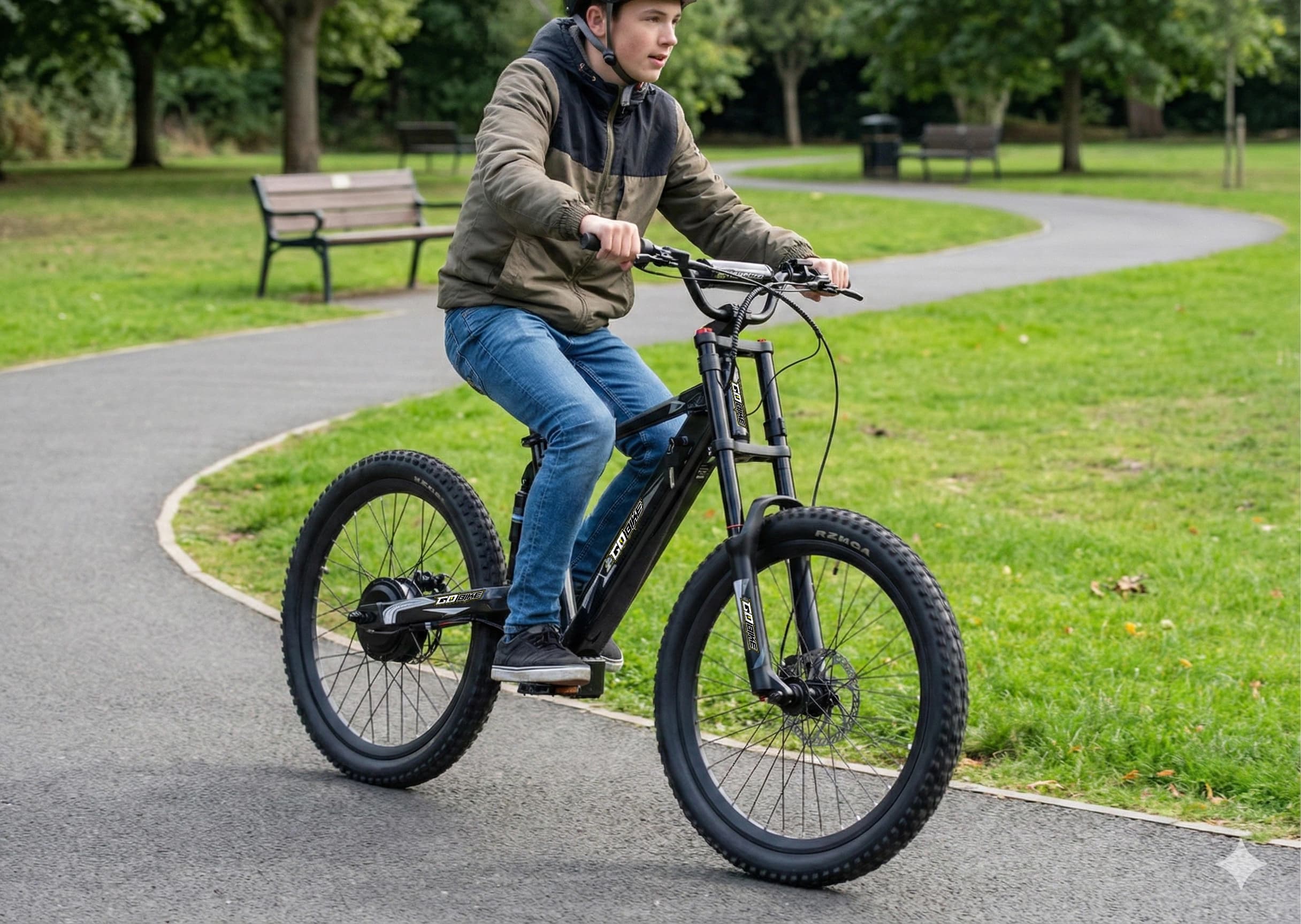GoBike 24 Pro hitting a jump on a dirt track.